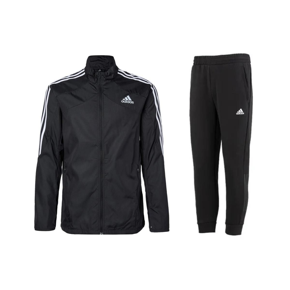 

Adidas ретро полосатая куртка для бега и брюки с манжетами повседневный спортивный комплект мужской спортивный комплект черный GM1410+HN8984 S