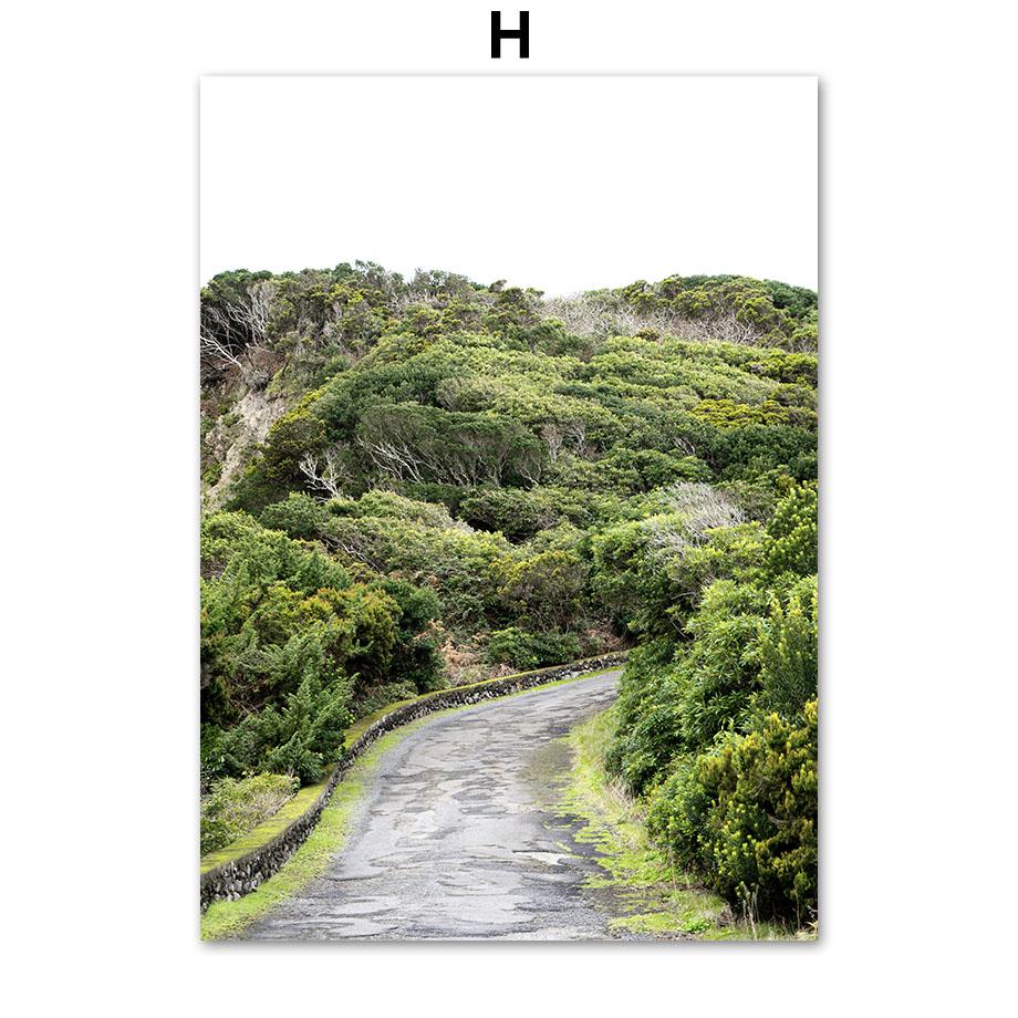 Green Leaf Boat Flower Forest Mountain Waterfall Posters And Prints Canvas Painting Wall Art Pictures For Living Room Decor