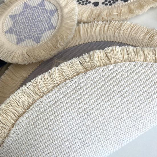 Yousheng Vintage Round Coasters, Pastoral Cotton Linen Placemats, Soft Jute Tassels Drink Mats, Handwoven Table Pads Mats Accessories
