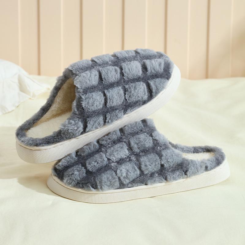 Women's Plush Cotton Slippers with Sweet Bow, Thick-Soled for Indoor Autumn/Winter 2026