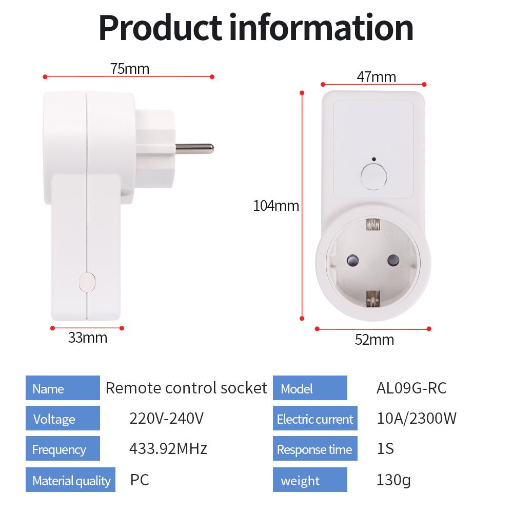 Smart Remote Control Socket Wireless Power Outlet Light Switch 220V 16A EU Plug Socket Power Outlet 433mhz Wireless Control