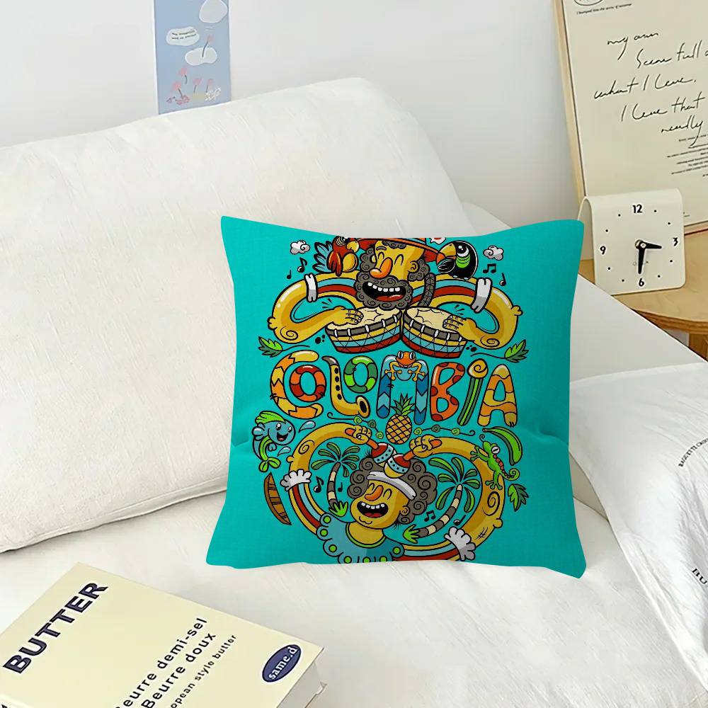 Vintage Landscape Colombia   Pillow Covers Cartoon Sofa Decorative Home Double-sided Printing Short Plush Cute Cushion Cover