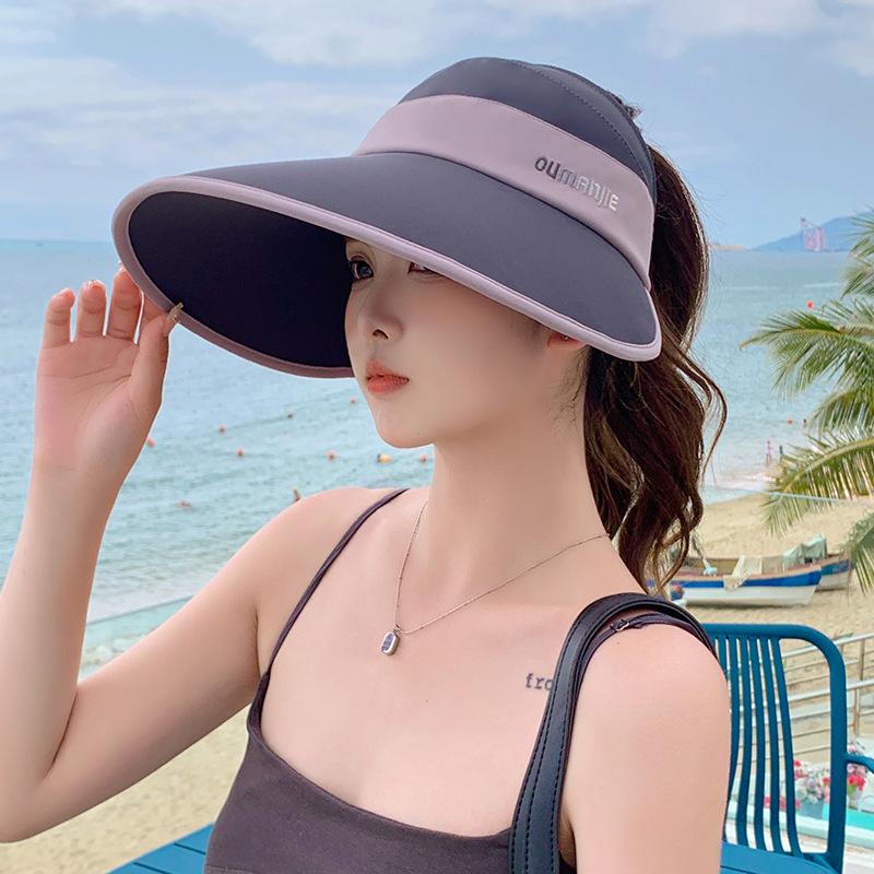 Summer Hat for Women's Sun Protection Hat for Ponytails with Large Brim and UV Rays To Cover The Face and Show The Face.