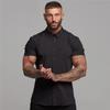 Muscleguys Summer Men's Short Sleeve Shirt Korean Slim Mature Handsome Business Casual Solid Color Versatile Trend Tops