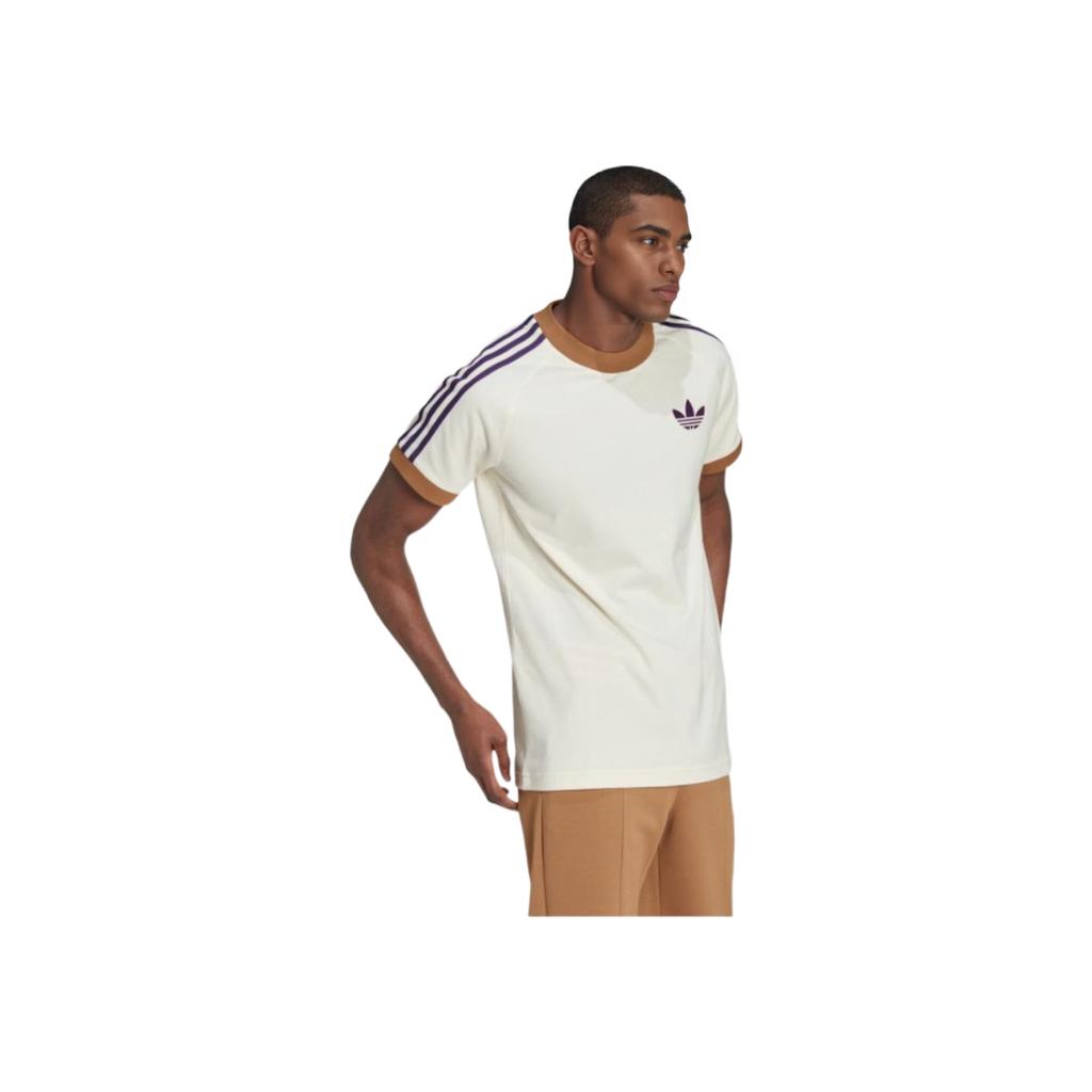 adidas Originals Cali Tee With Striped Ribbed Crew Neck Men Tops Off-White IB3422