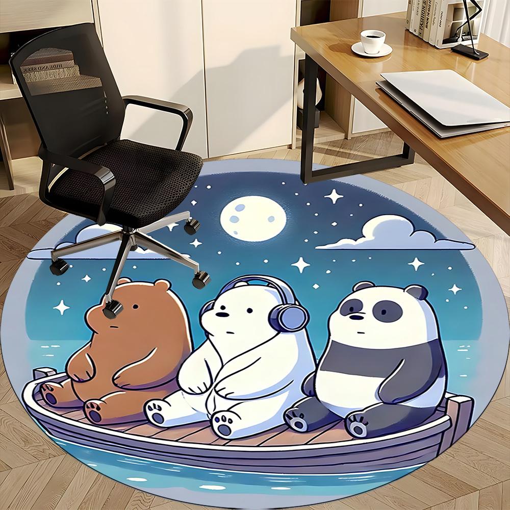 1pc We Bare Bears Office Round Area Rug, Under Office Chairs Bedroom Living Room Home Decor A1022213