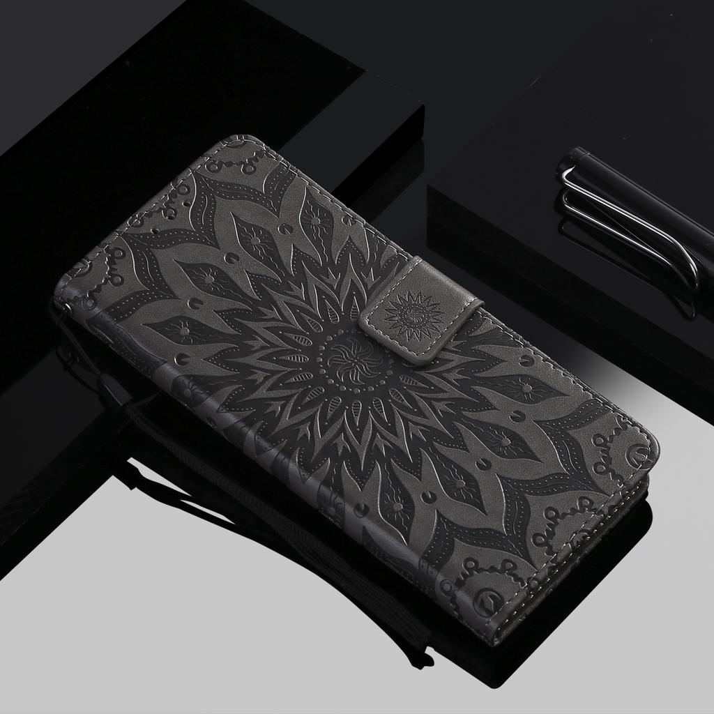 Leather Wallet Flip Case for Apple iPhone 13 14 15 16 16E 17E 17 Pro Max Plus | Mandala Embossed Design Card Holder Protective