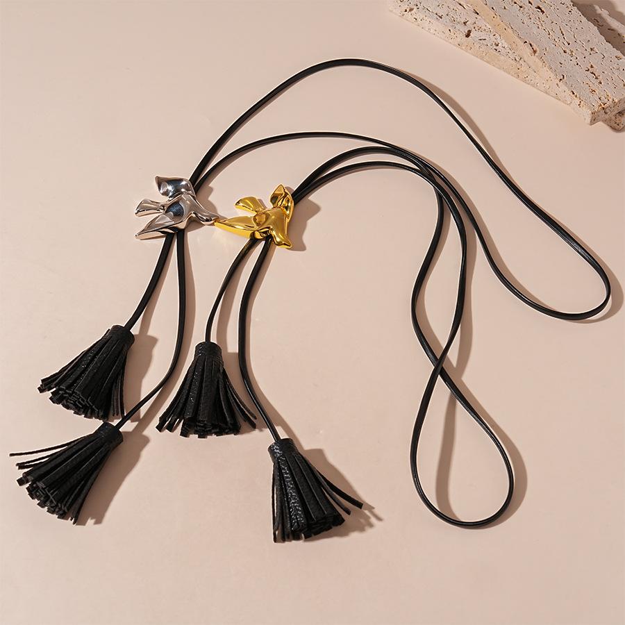 European and American metal simulation bird adjustable tassel necklace personalized ethnic style niche item jewelry