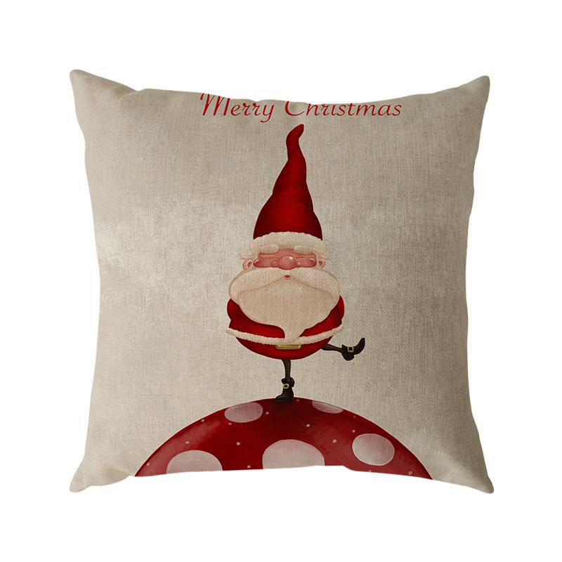 Santa Claus Pillow Case Snowman Color Ball Christmas Wreath Linen Pillow
