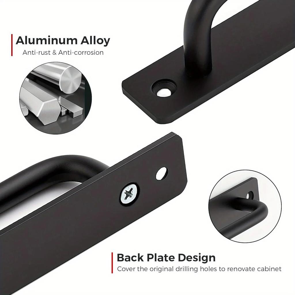 2pcs Barn Door Handles, Sliding Door Handle, Black Cabinet Handles, Door Pull Handle, Sliding Closet Door Handle for Hotels