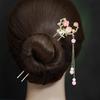 1pc Elegant Peach Blossom Tassel Hairpin Vintage Chinese Style Hair Stick for Women Alloy Floral Hairstyling Hairstyle Accessory