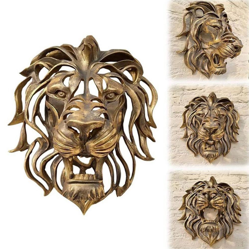 Lion Head Shape Hollow Lion Head Statue Gold Large Lion Head Sculpture  Bedroom
