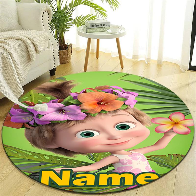 Personalized M-Masha and the Bear Round Chair Office Rug - Perfect for Mat, Office Chair & More - Ideal Gift for Birthdays and Holidays
