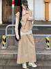 2026 Korean Style Spring/Autumn Elegant Three-Piece Set: Long Sleeve Top and Retro Skirt