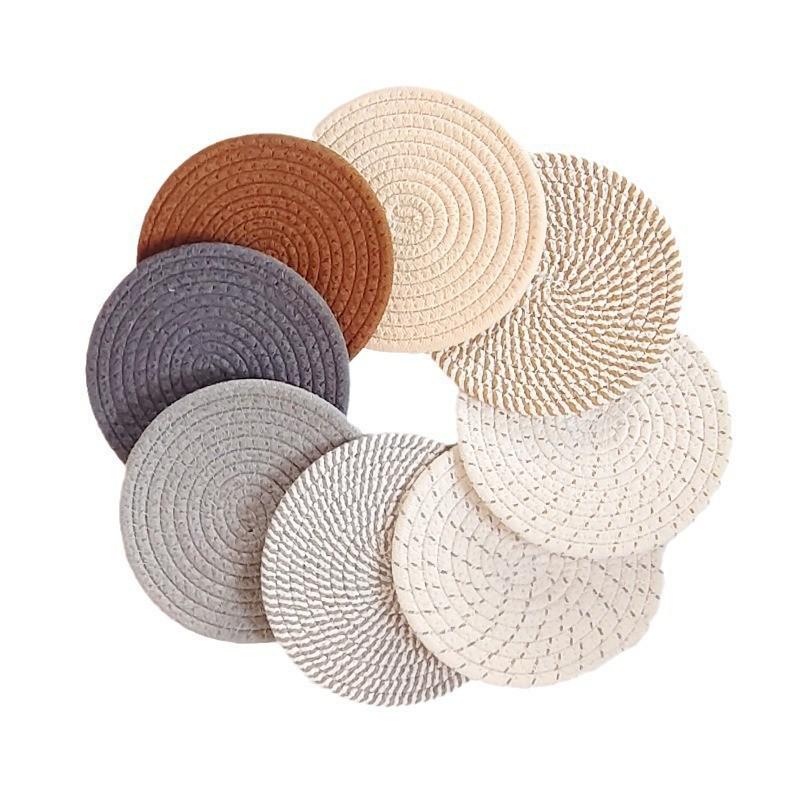Handwoven Cotton Heat-Resistant Coaster - Japanese Round Table Mat