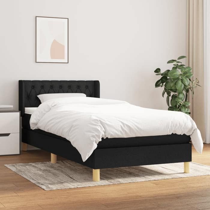 3130483 vidaXL Divan Bed with Mattress Black 90x200 Cm Fabric