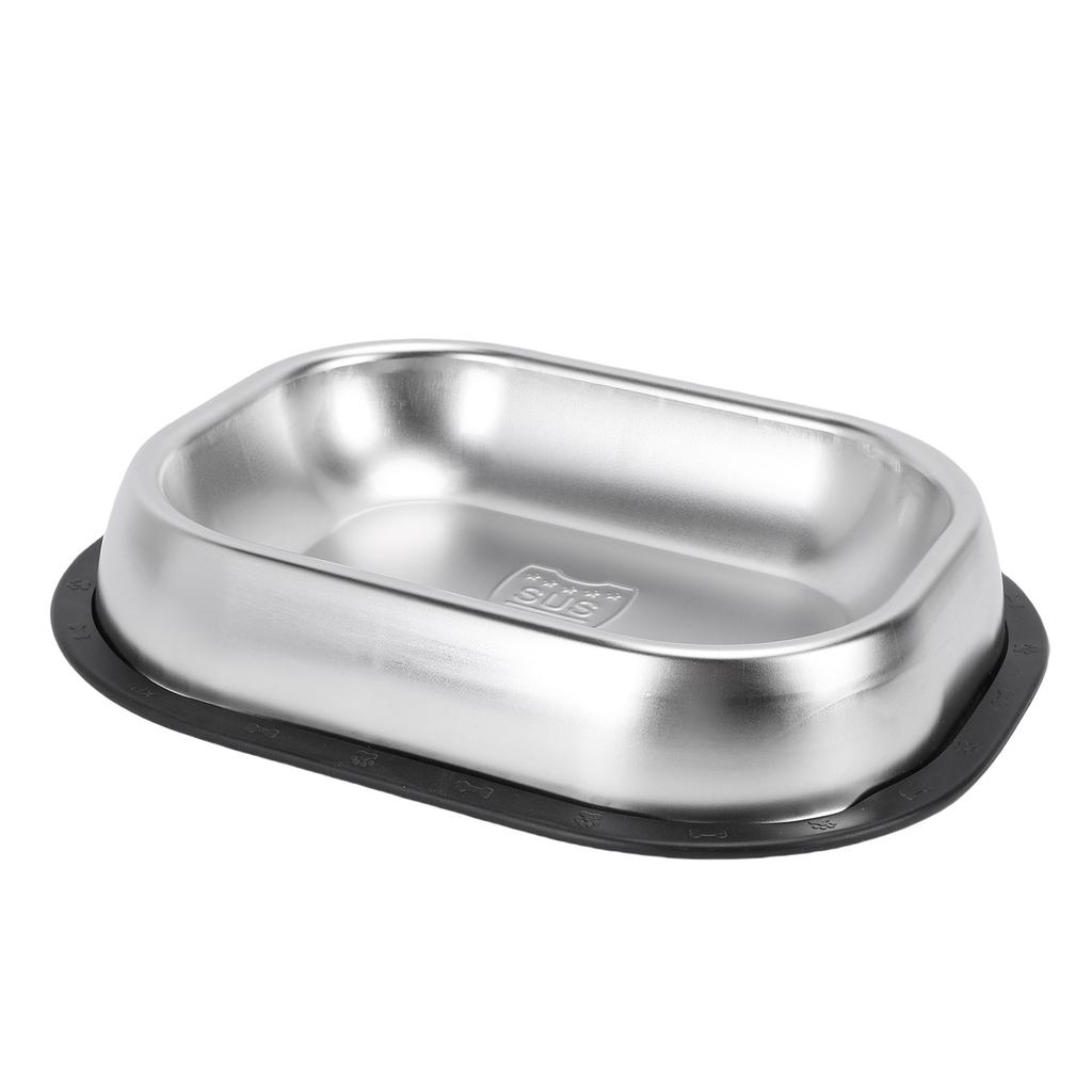 Stainless Steel Dog Food Dish Metal Food and Water Cat Bowl Anti Slip Dish Plate for Daily Pet Feeding