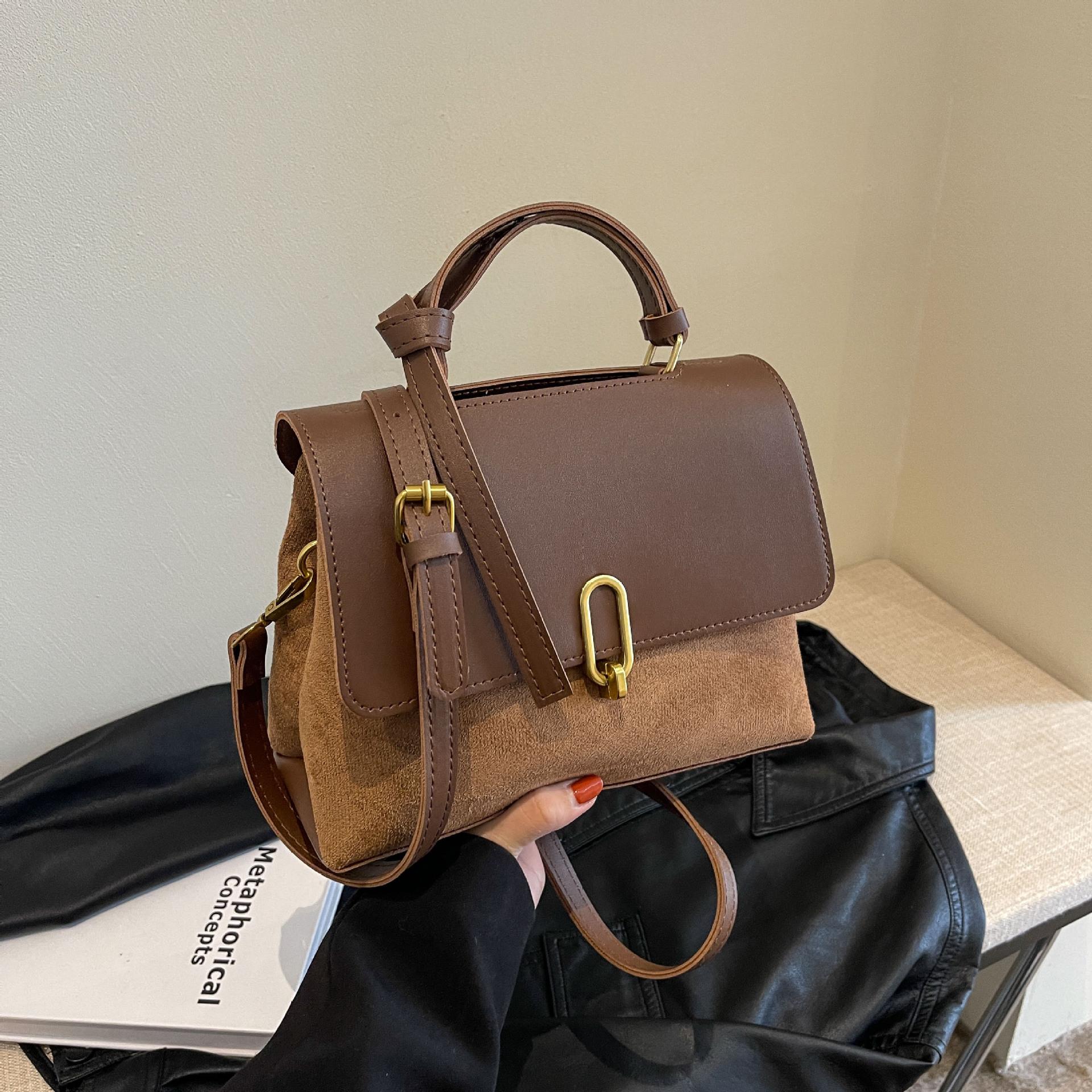 

2024 Trendy Minimalist Patchwork Square Bag: Versatile Retro Shoulder & Crossbody Handbag коричневый