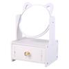 Double Drawer Wooden Cat Ear Vanity Mirror with Storage