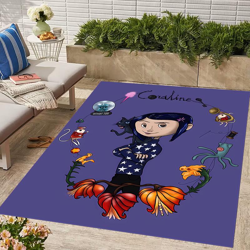 1pc C-Coraline (4) Design Area Rug - Non-Slip, Soft & Cozy Floor Mat for Living Room, Bedroom, Office - Indoor/Outdoor Decorative Carpet