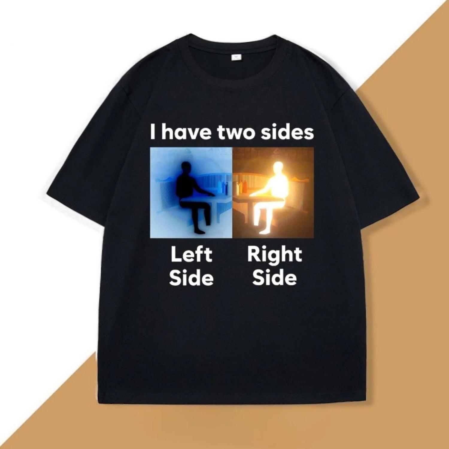 Tengo dos lados contra la camiseta divertida de Meme broma de mujer desvinculada camiseta casual de ga corta S чёрный