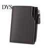 Cash Compartment Wallet Men Short Card Slim Tri-fold Large Capacity Holder Multi-card Slot with ID Window Zipper Coin Pocket Gift for Father Husband