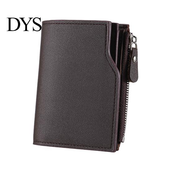 Cash Compartment Wallet Men Short Card Slim Tri-fold Large Capacity Holder Multi-card Slot with ID Window Zipper Coin Pocket Gift for Father Husband