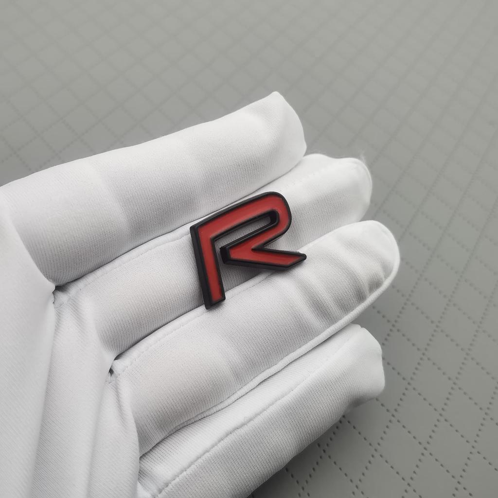 1Pc 3D Metal R Logo Car Dashboard Center Console Panel Decoration Badge, Car Steering Wheel Emblem Decal, Car Rear Trunk/Car Body Badge Sticker