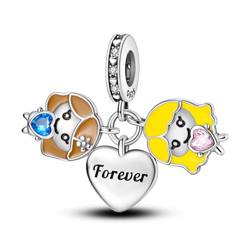 Fit Panoriginal Braceletscopper Valentine'S Day Couple Love Flower Charm Beads Diy Jewelry Souvenir Gift