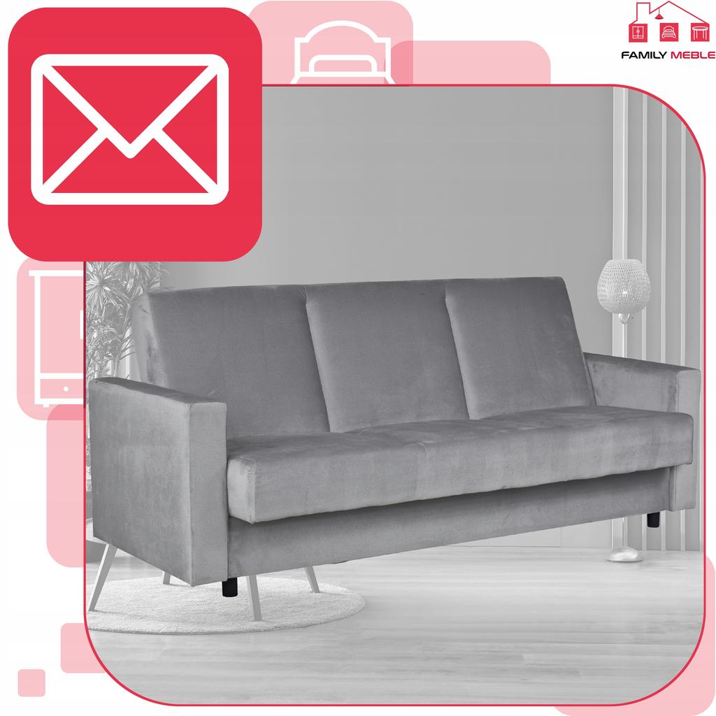 Kanapa sofa Alicja rozkładana wersalka spania bonell łóżko Family meble szara