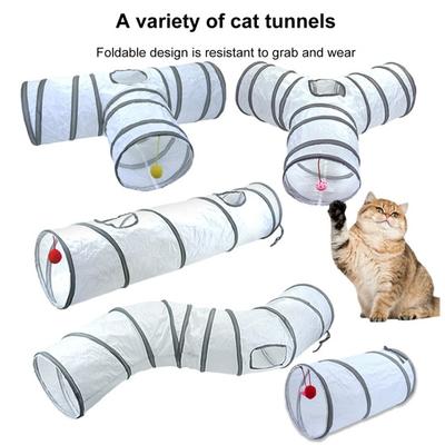 Cat Tunnel Toy S-Shaped T-shaped Y-shaped Straight Collapsible Interactive Pet Tunnel with Play Ball Easy Fold Carry Indoor Playhouse Maze