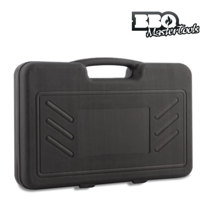 Mallette pour barbecue - BBQ - 18 ustensiles - Acier inoxydable - Bois - Dimensions 7,6 x 42,8 x 29 cm
