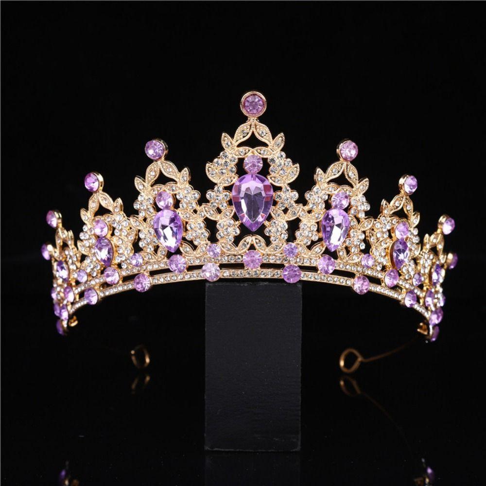 Shiny Tiara Earrings Necklace Luxury Crystal Headdress Fashion Rhinestone Bridal Crown  Prom