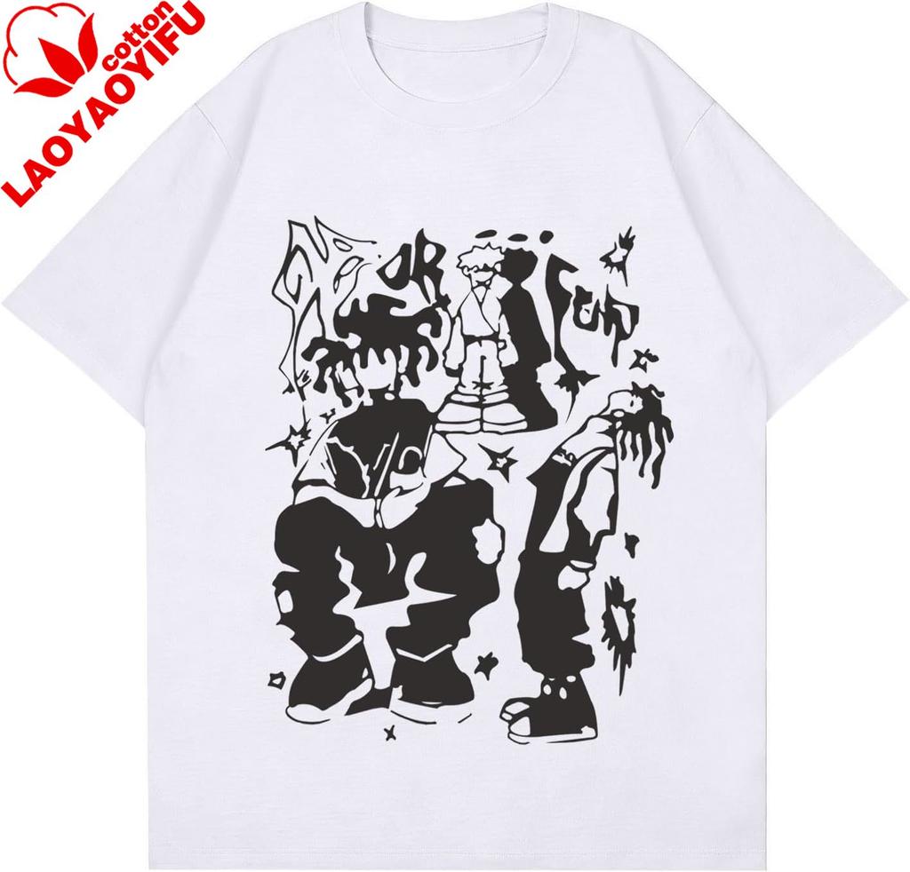 Unisexs Graphic Tshirt Oversized Creative Graffiti Short Sleeve Printed Shirts Summer Casual Funny Rapper Streetwear Y2k T Shirt