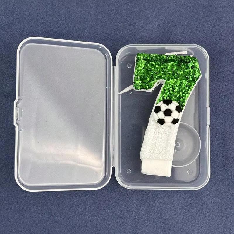 Football Children's Birthday Candles Number 0-9 Green Sparkles Birthday Creative Soccer Candle for Boy Party Cake Top Decoration