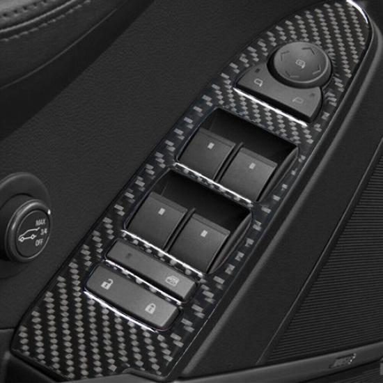 For Cadillac CTS 2008-13 Real Carbon Fiber Window Switch Interior Cover Trim 4pc