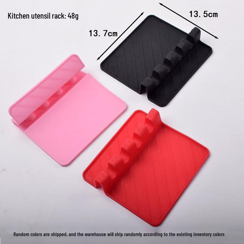 Thickened Silicone Spoon Rest: High-Temperature Resistant Cooking Utensil Holder and Seasoning Dish.