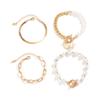 Sweet And Cool Multi-Portrait Imitation Pearl Bracelet Set, Personalized Cross Chain Jewelry For Women