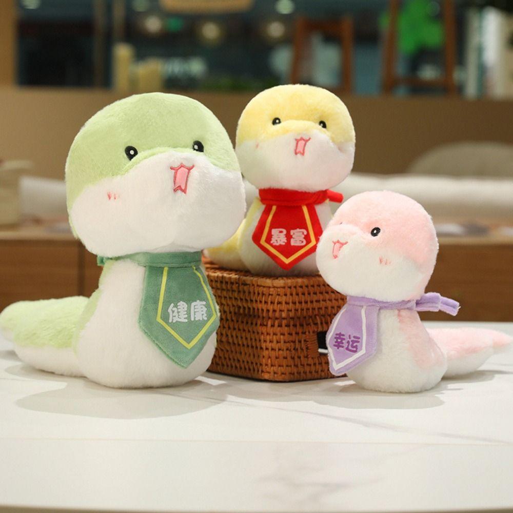 Cartoon Snake Plush Dolls 24CM Snake New Year Mascot Fashion Snake Stuffed Toy Home Decor