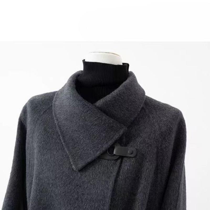 Elegant Double-Faced Velvet Wool Coat for Women: Fashionable, Slim-Fit, Tie-Front Jacket