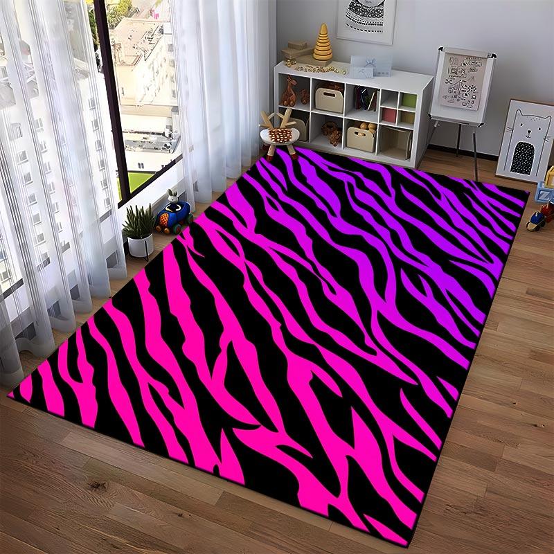 Pink and Purple Zebra Print Carpet for Modern Living Room Decor Suitable for Use As an Anti-slip for Living Room Bedroom Sofas