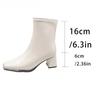 Thick Heel Women Ankle Boots Fashion Silvery Square Toe Autumn Winter Ladies Elegant Mordern Short Booties