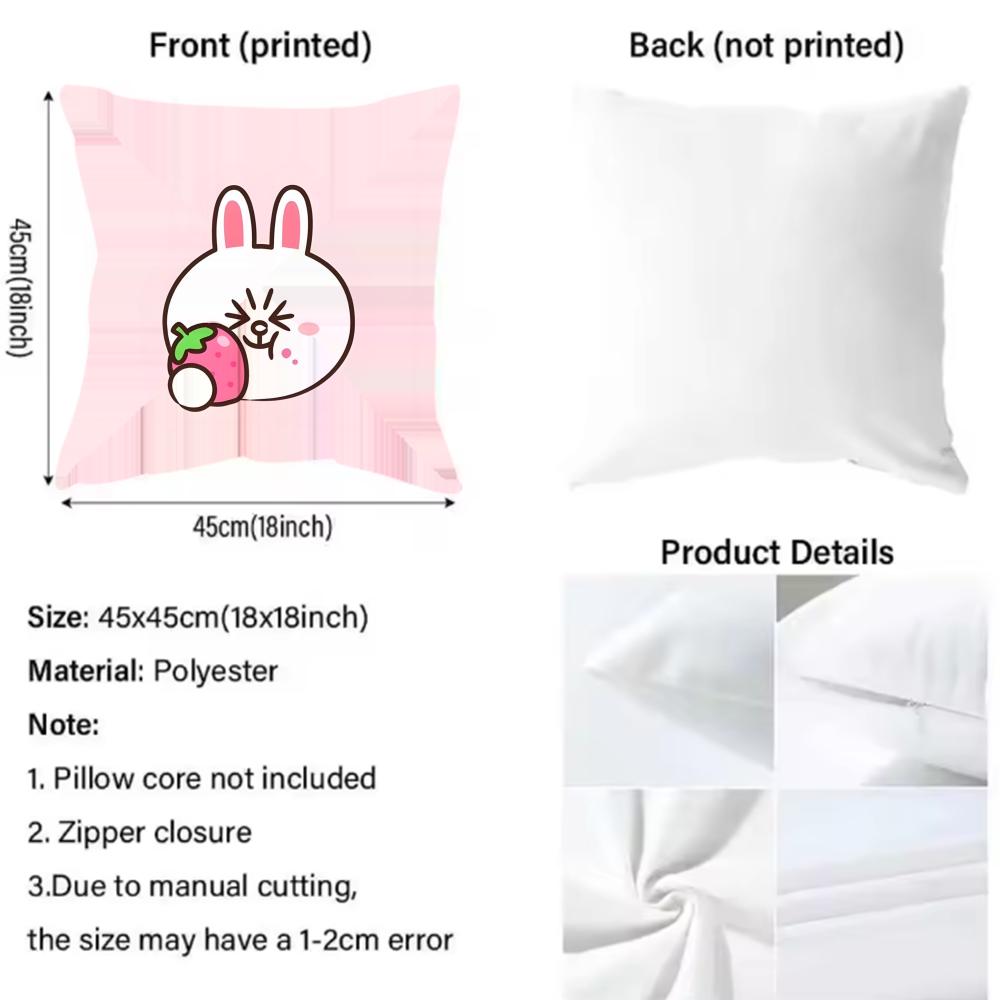 LINE FRIENDS brown bear and cony Cushion Cover Pattern Printed Pillowcase for Living Room Sofa Cushion Cover & Bedroom Decor