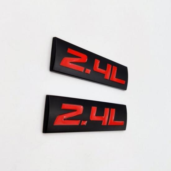 2x Black&Red Metal 2.4L Car Emblem 2.4 Bagde 3D Fender Sticker Sport Turbo Decal