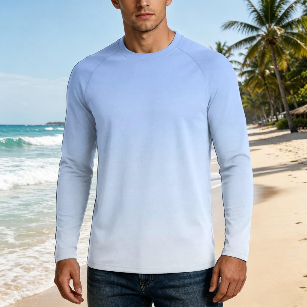Herren UPF50+ Sonnenschutzshirt Langarm Leichtes Stretchgewebe Outdoor UV-beständiges Oberteil für Sport und tägliches Tragen