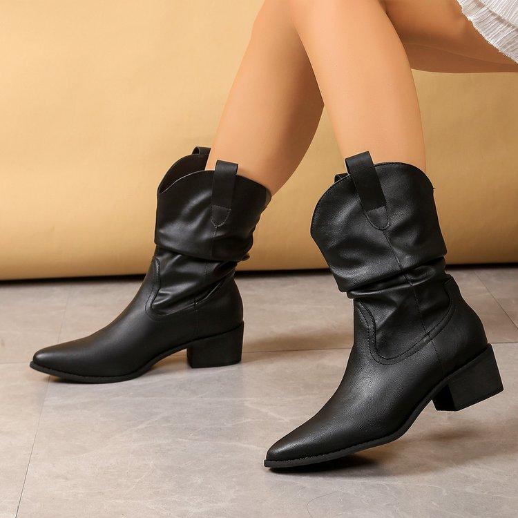 

Модные женские ботинки в западном стиле на толстом каблуке, женские ботильоны из искусственной замши на массивном каблуке, осенние новые ботинки на молнии, ботинки-рыцари с острым носком 41