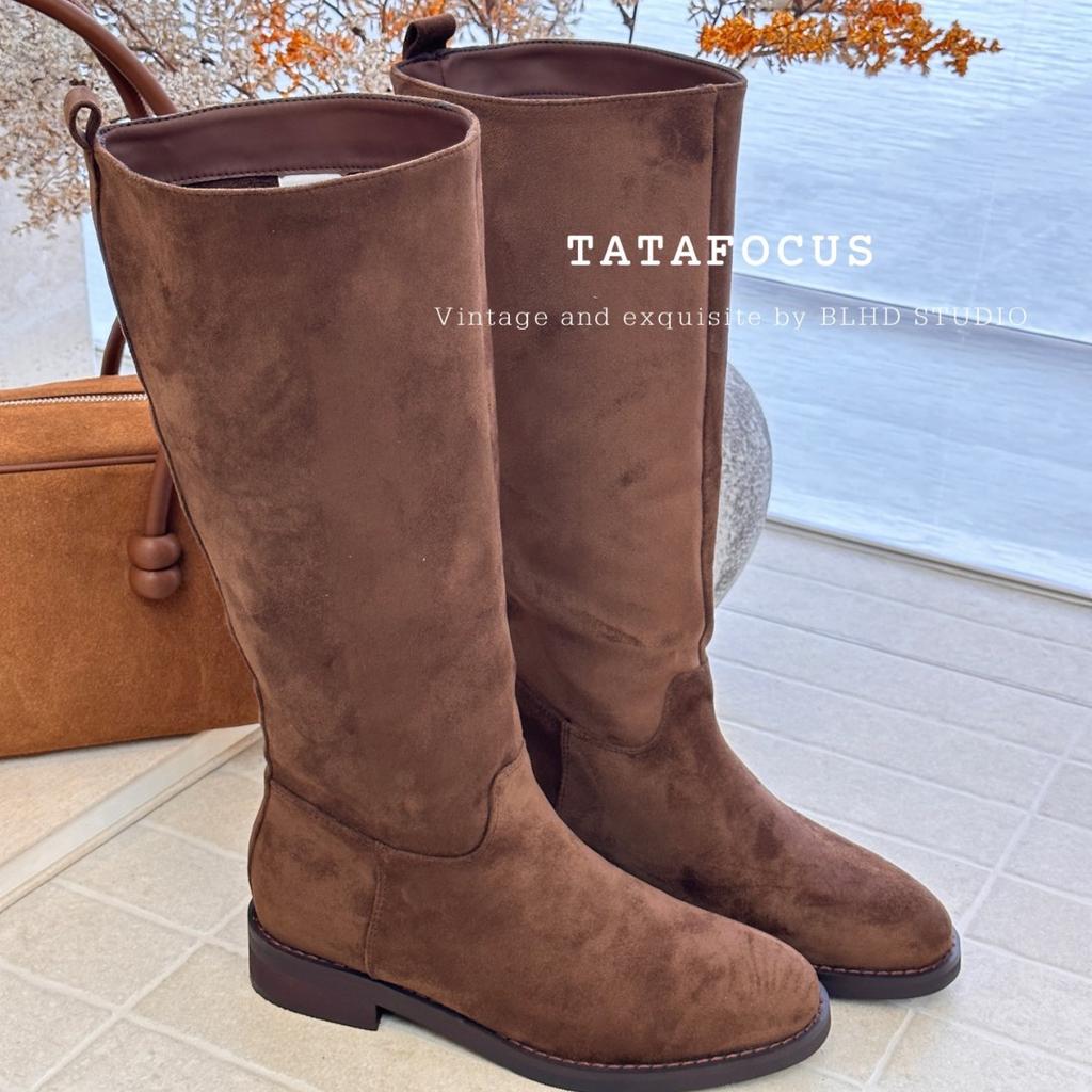 Autumn and Winter New Leather Thick Heel Boots Women's Thin Tall Boots But Knee Elastic Thin Boots Thick Leg Knight Boots