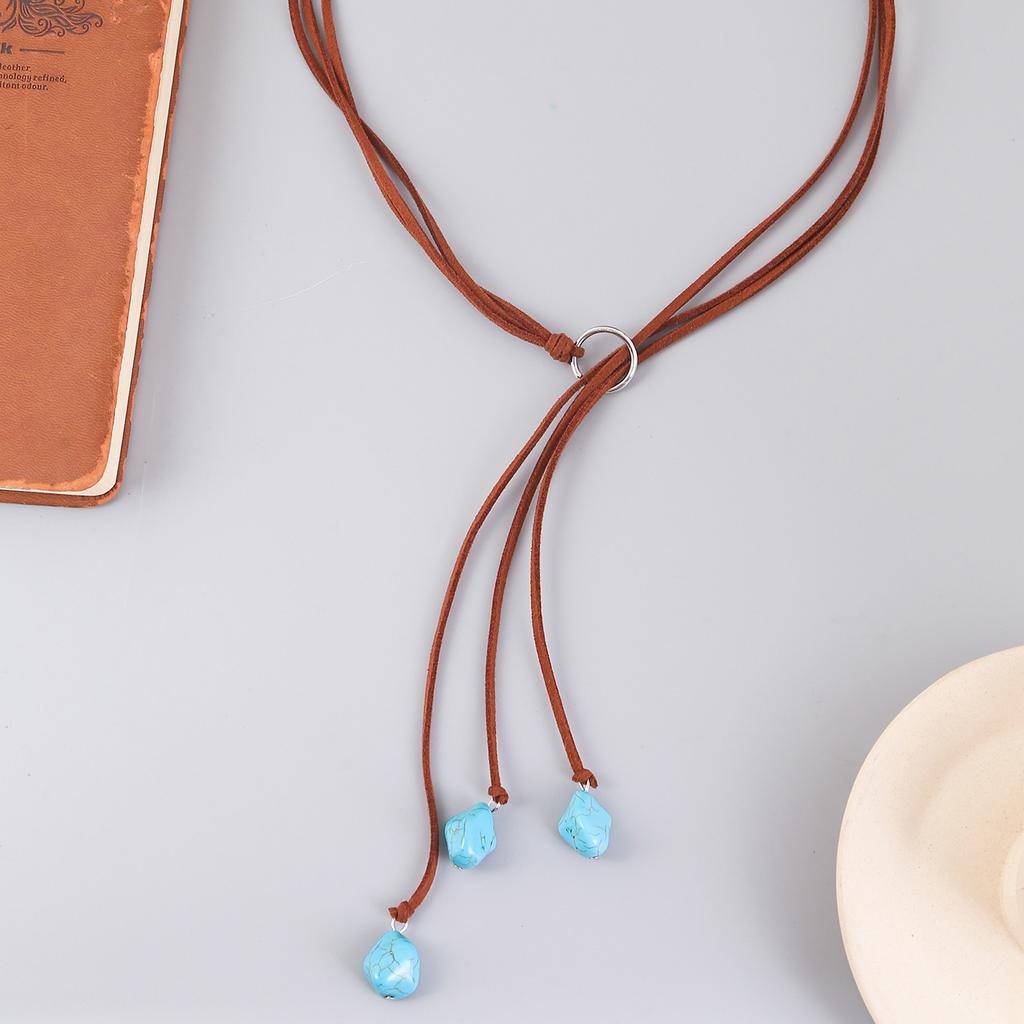 Sweater Chain Pendant Bohemian Fashion Necklace Turquoise Jewelry Vintage Women Gifts Commuter Festival Long 1PC  Handmade