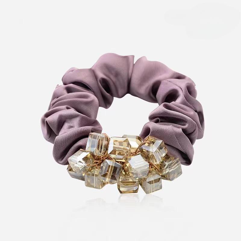 

Элегантные хрустальные цветочные тканевые резинки для волос для женщин и девочек, эластичные резинки для волос, аксессуары, завязки для волос, веревочные головные уборы, головной убор one size розовый