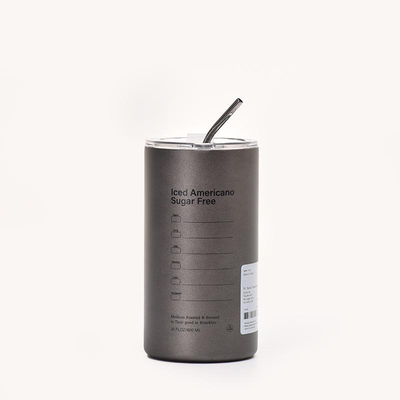 A 304 Stainless Steel Iced Americano Coffee Cup Vacuum Insulated Straight Straw Tumbler for Home Office Portable Use